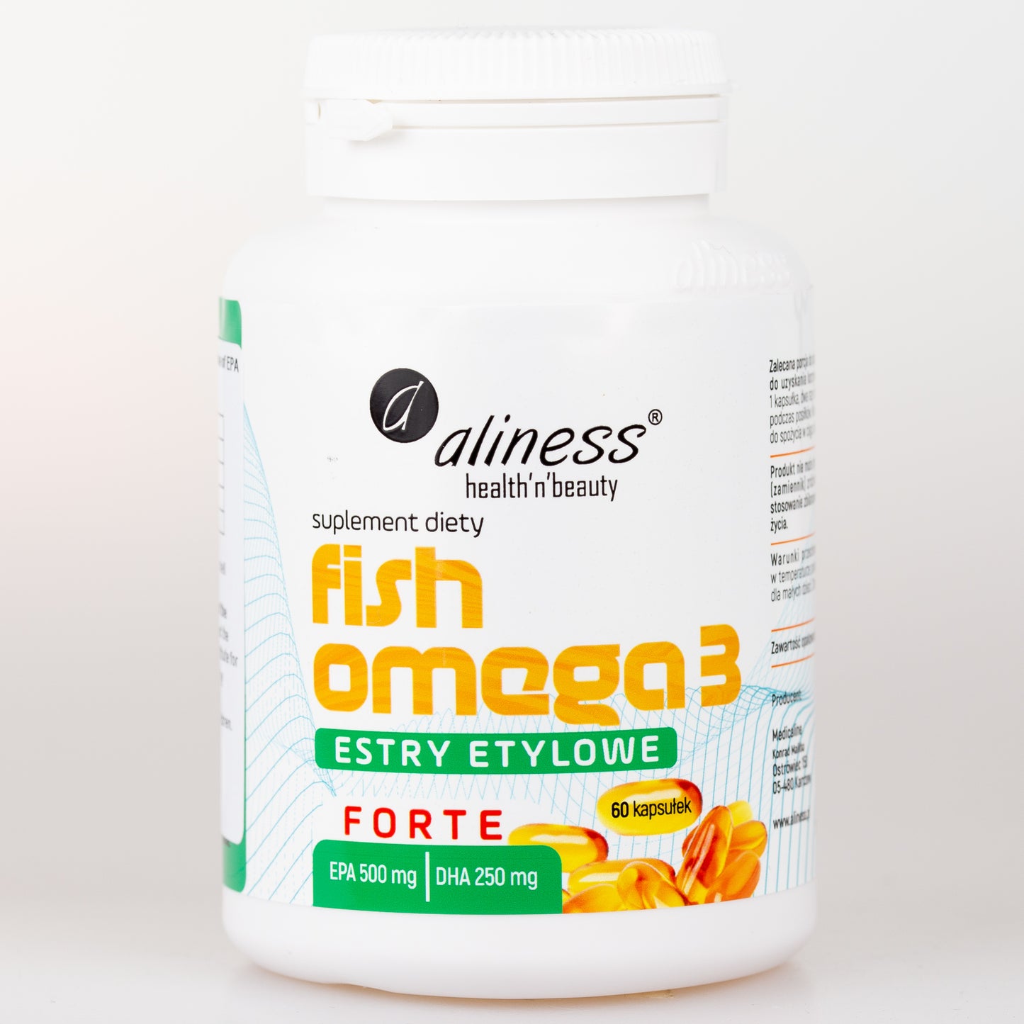 Fish Omega 3 FORTE Ethyl Esters 500mg EPA / 250mg DHA, 60 capsules,  High dose of EPA and DHA essential fatty acids