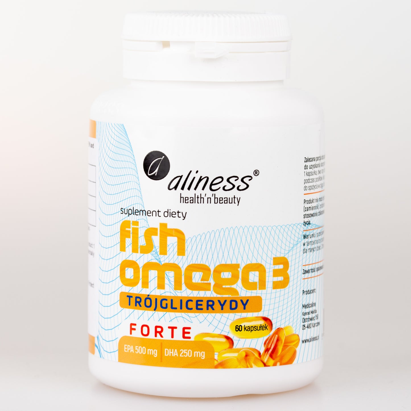 Fish Omega 3 FORTE Triglycerides 500mg EPA / 250mg DHA, 60 capsules,  High dose of EPA and DHA essential fatty acids