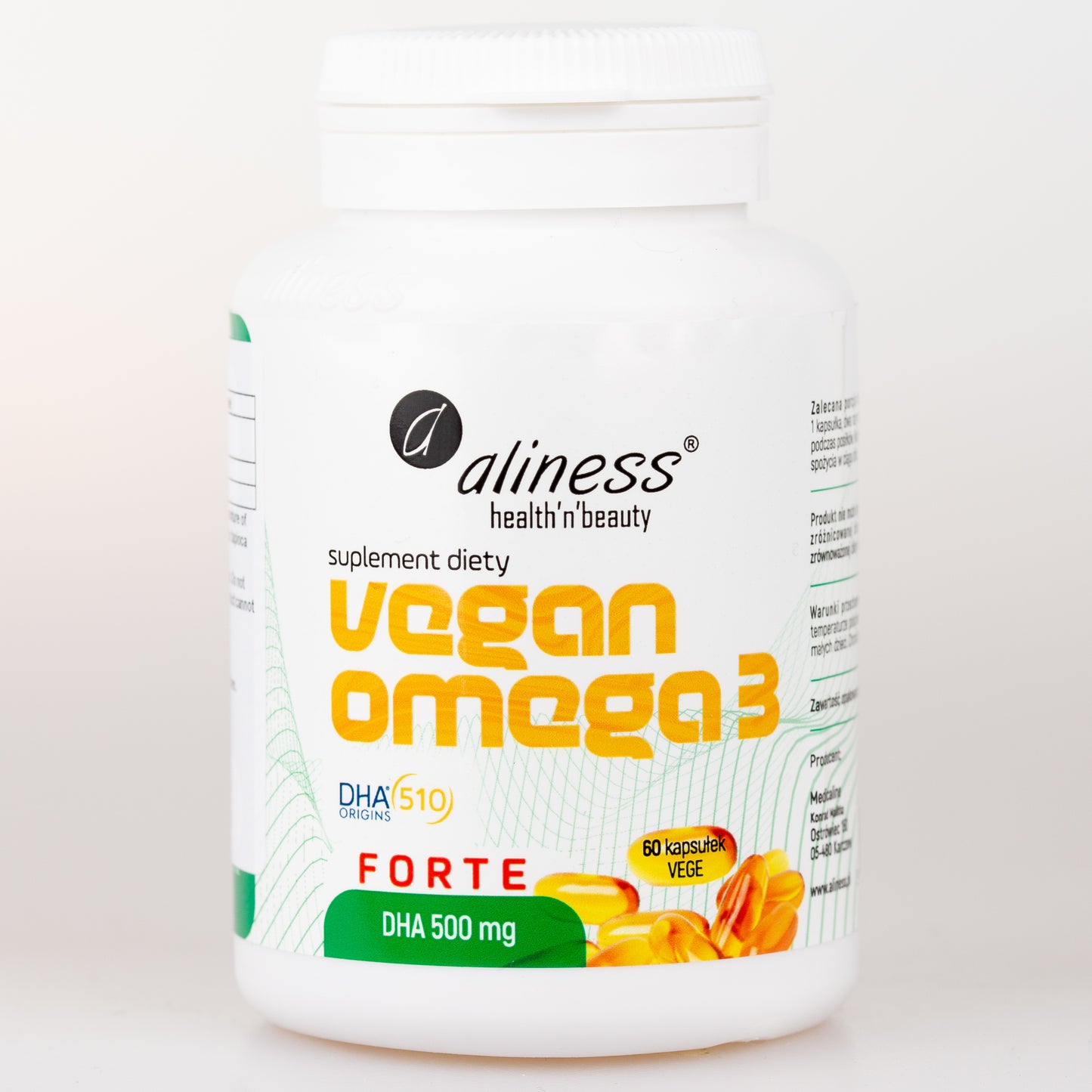 Vegan Omega 3 FORTE DHA 500 mg, 60 capsules