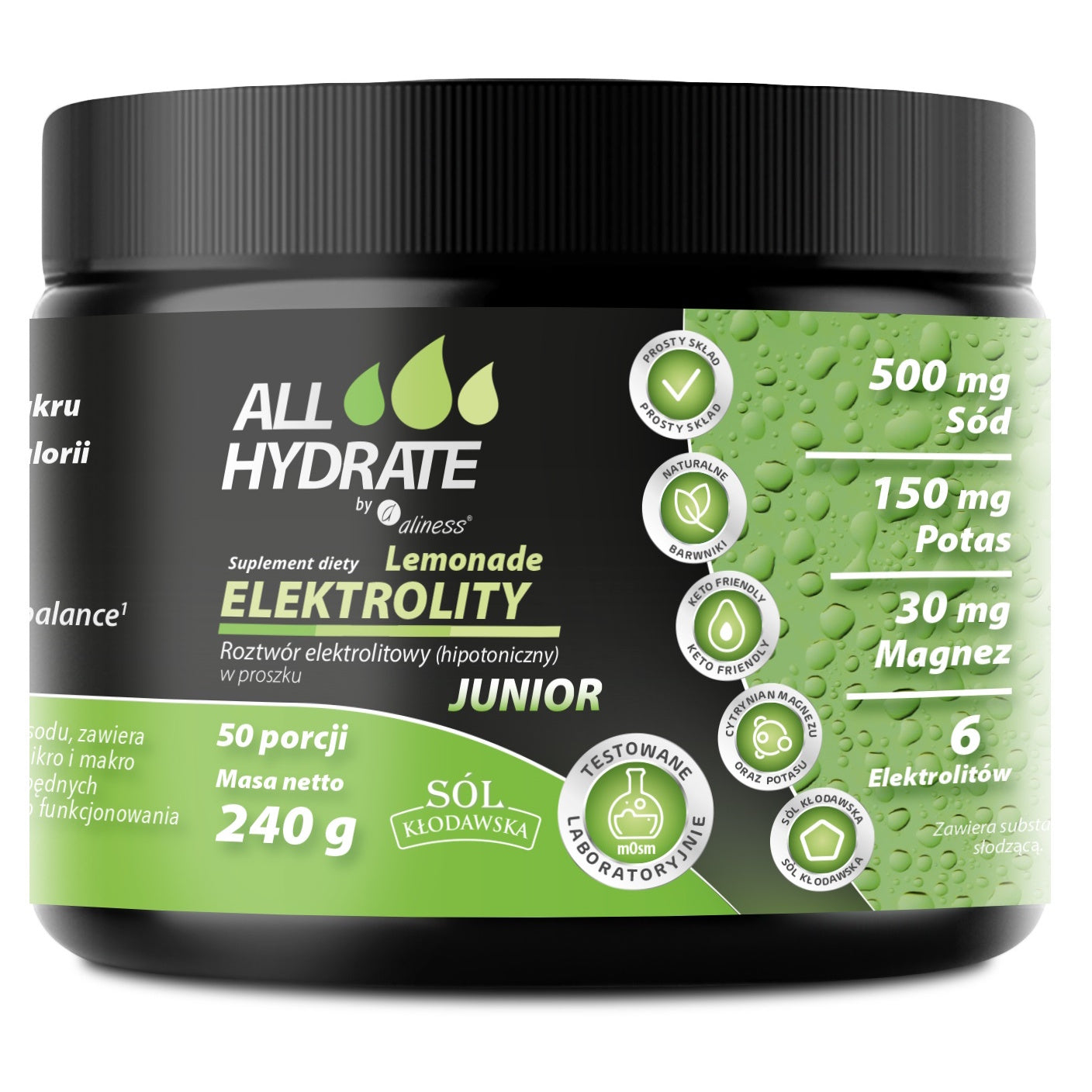 ALLHydrate, Electrolytes JUNIOR Lemonade 240 g, 50 portions