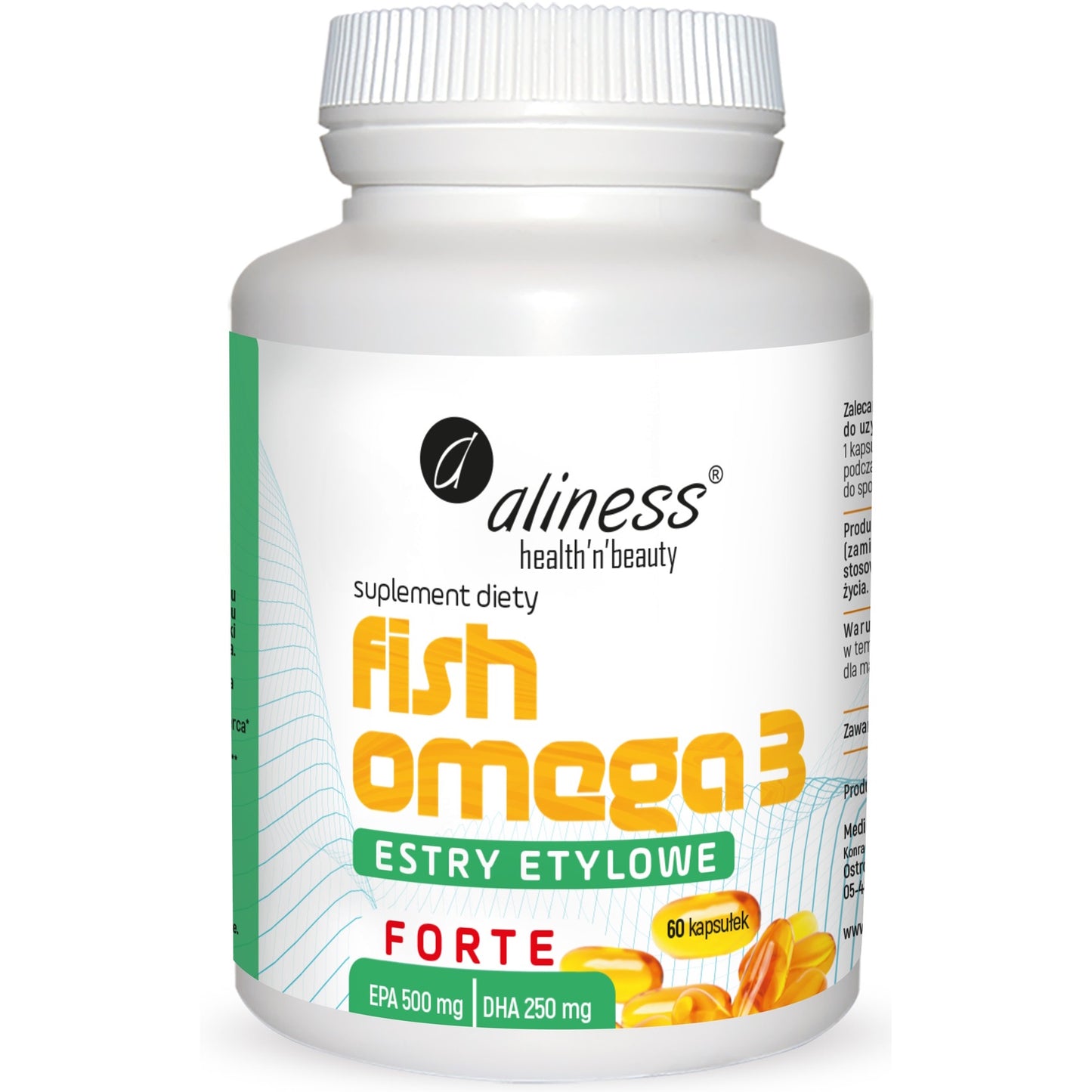 Fish Omega 3 FORTE Ethyl Esters 500mg EPA / 250mg DHA, 60 capsules,  High dose of EPA and DHA essential fatty acids